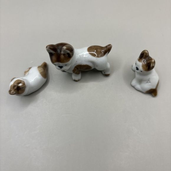 Set of 3 Vintage Mini Porcelain Figurines Frenchie French Bulldogs Made in JAPAN - Picture 4 of 6
